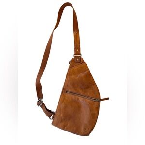 Spikes & Sparrow Brown Leather Sling Backpack Crossbody Multi Pocket